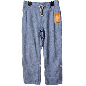 NEW Gymboree Linen Blend Pants 6 Boy Elastic Waist POCKET Chambray Beach School